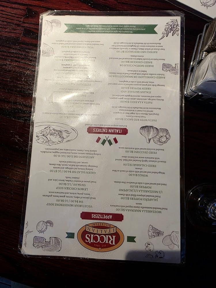 Ricci's Italian Restaurant Menu image 2