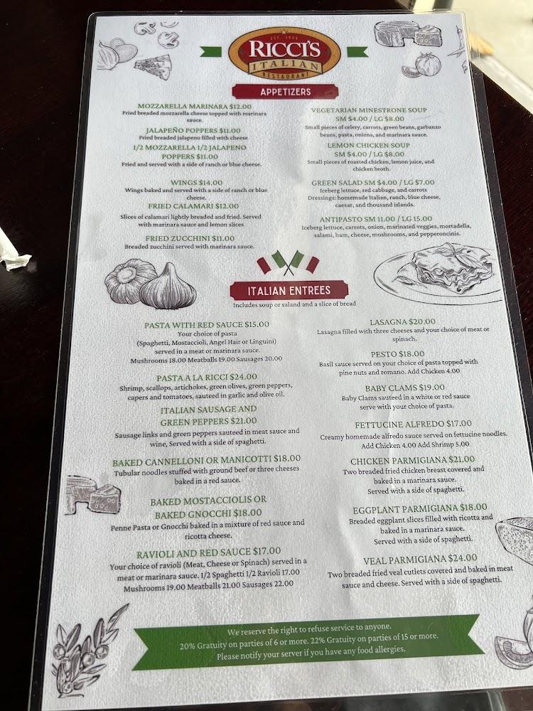 Ricci's Italian Restaurant Menu image 3